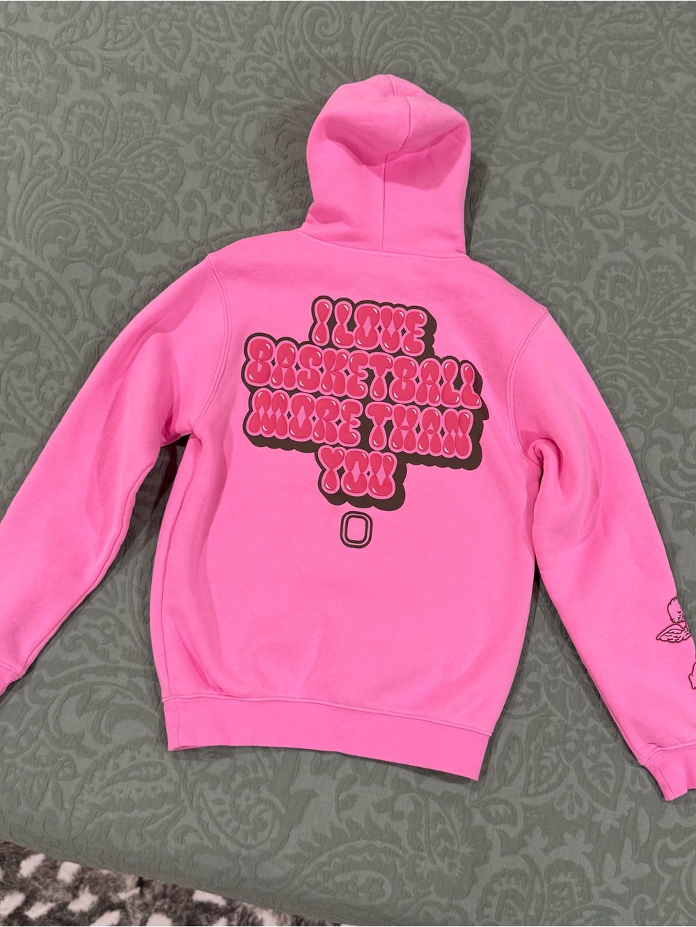 Overtime Heart Play Basketball Hoodie w/Bubble Font Girls Large NWOT